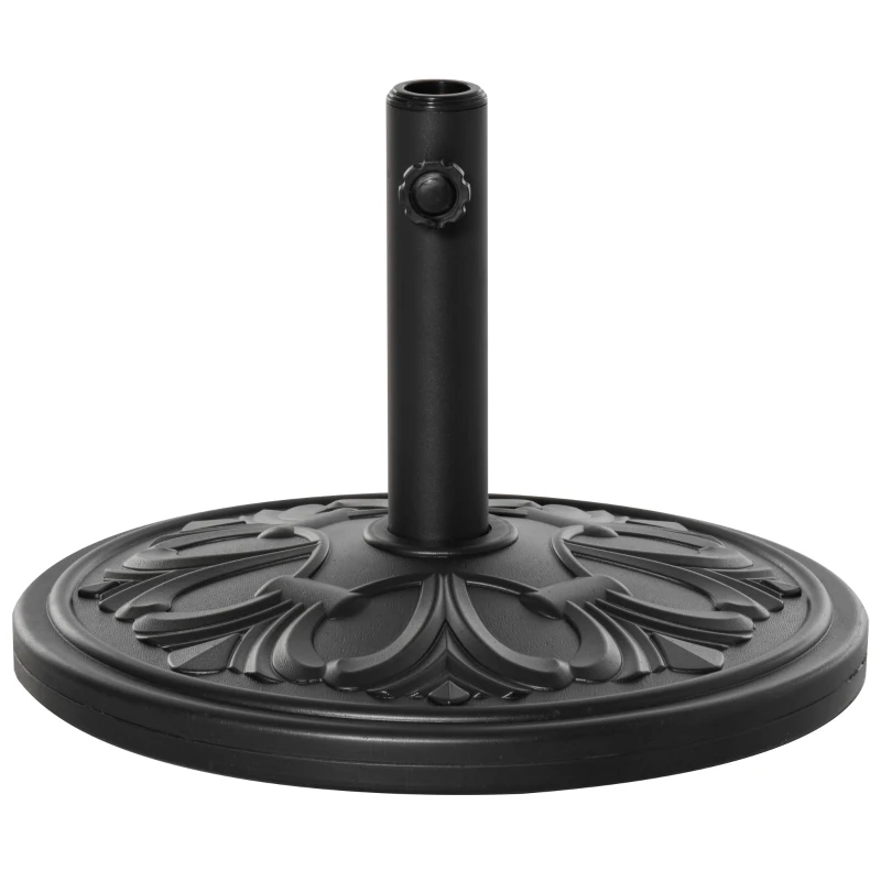 Outsunny 29lbs Cement Round Umbrella Base Heavy Duty 19" HDPE Parasol Stand, Black