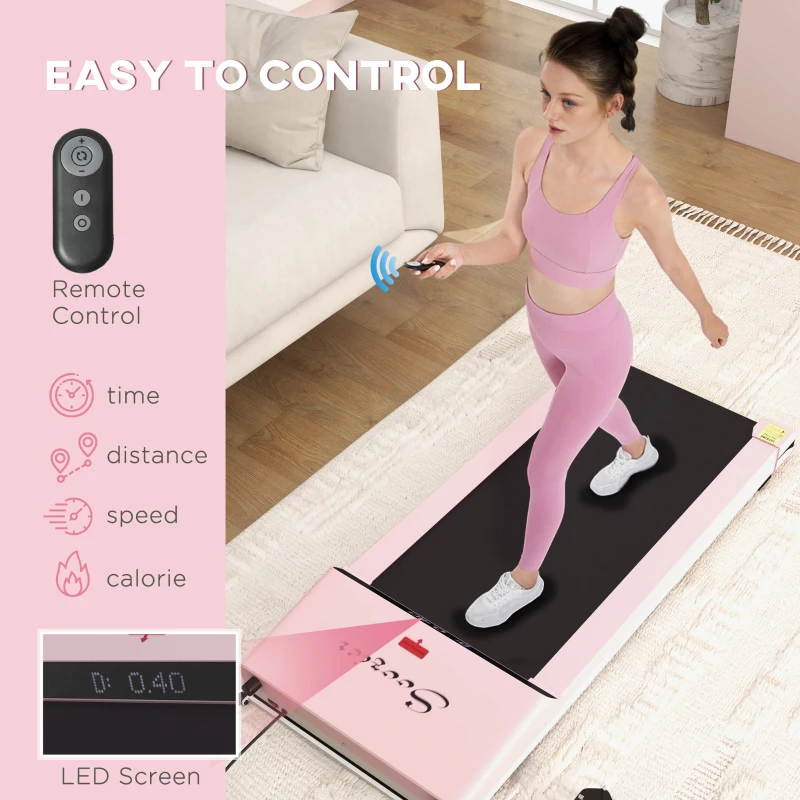 Soozier Home Gym Treadmill, Walking / Jogging Exercise Machine w/ LCD Monitor, Pink