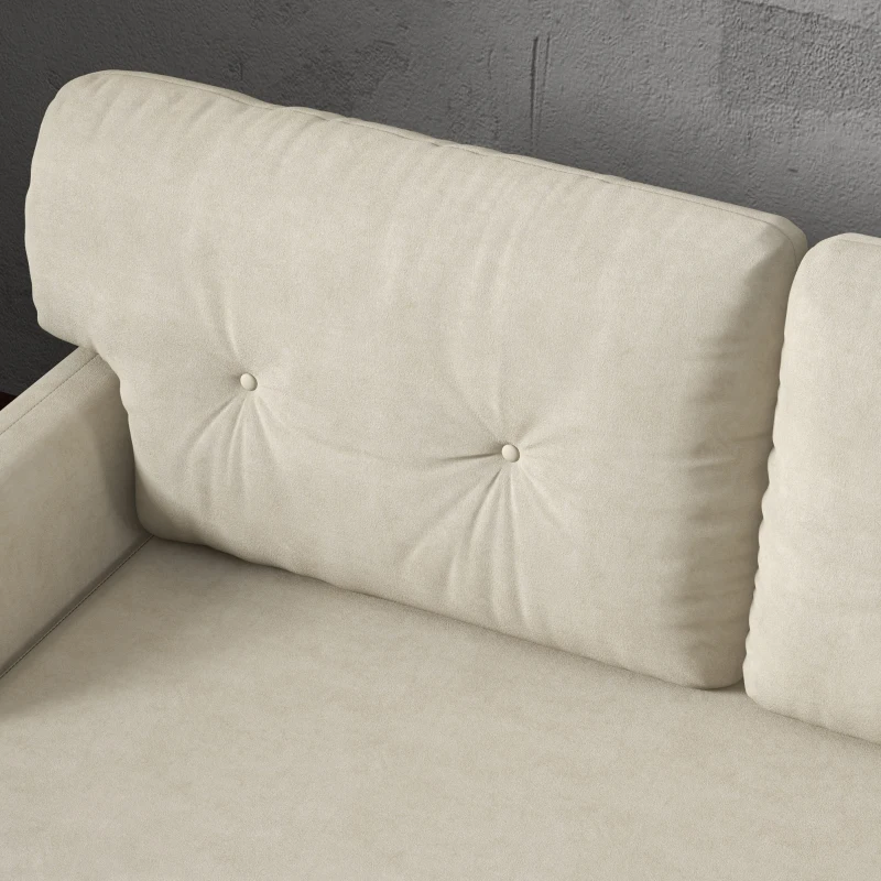 HOMCOM 58" 2 Seat Sofa, Modern Love Seats Furniture, Upholstered 2 Seater Couch, Solid Wood Frame, Beige