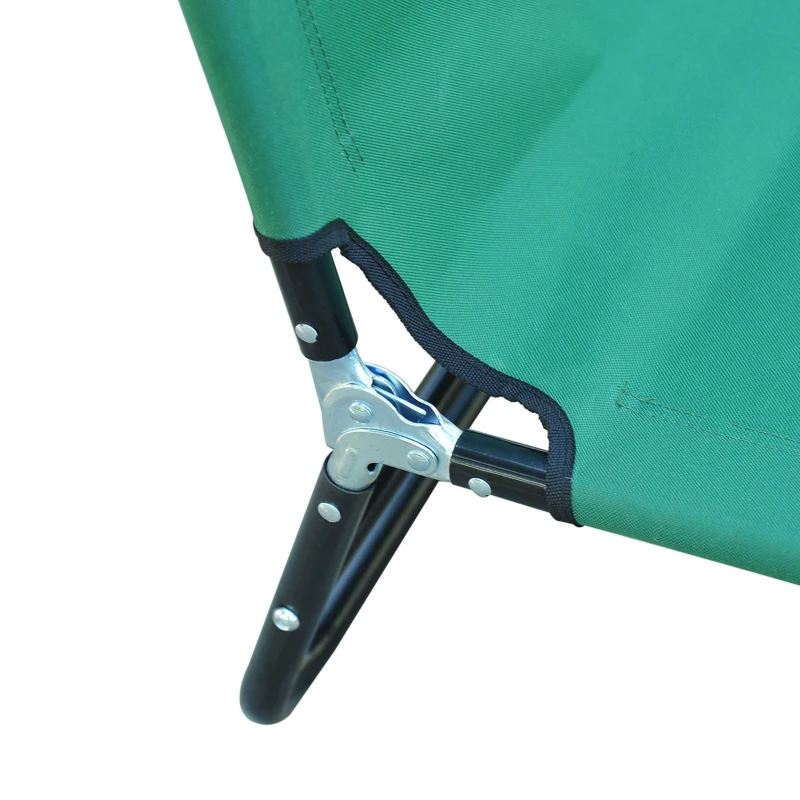 Outsunny Outdoor Folding Lounge Chair, Steel Tanning Chair with Reclining Back, Breathable Mesh for Beach, Yard, Patio, Green