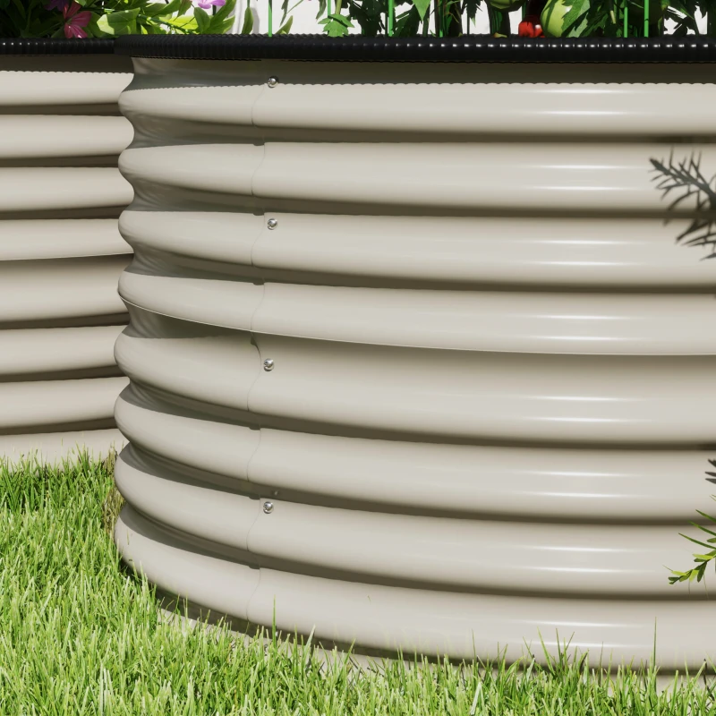 Outsunny Set of 2 Raised Garden Bed, Metal Planter Box with Safety Edging, Easy-to-assemble Stock Tank, Cream White