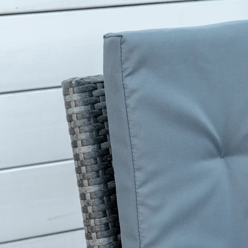 Outsunny 3 Piece Outdoor PE Rattan Patio Furniture Set Bistro Set w/ Cover, Tempered Glass Tabletop for Balcony, Pool, Grey