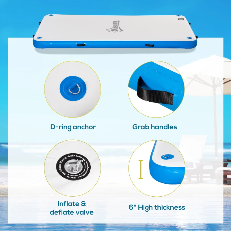 Outsunny 8' x 5' Inflatable Floating Dock, Up to 5 People, Blue