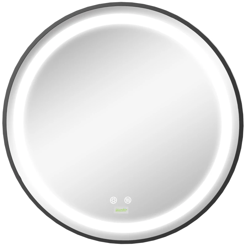 kleankin LED Bathroom Mirror for Vanity, Dimmable Lighted Anti Fog Wall Mirror with 3 Temperature Colors, Plug-in, 24 Inch