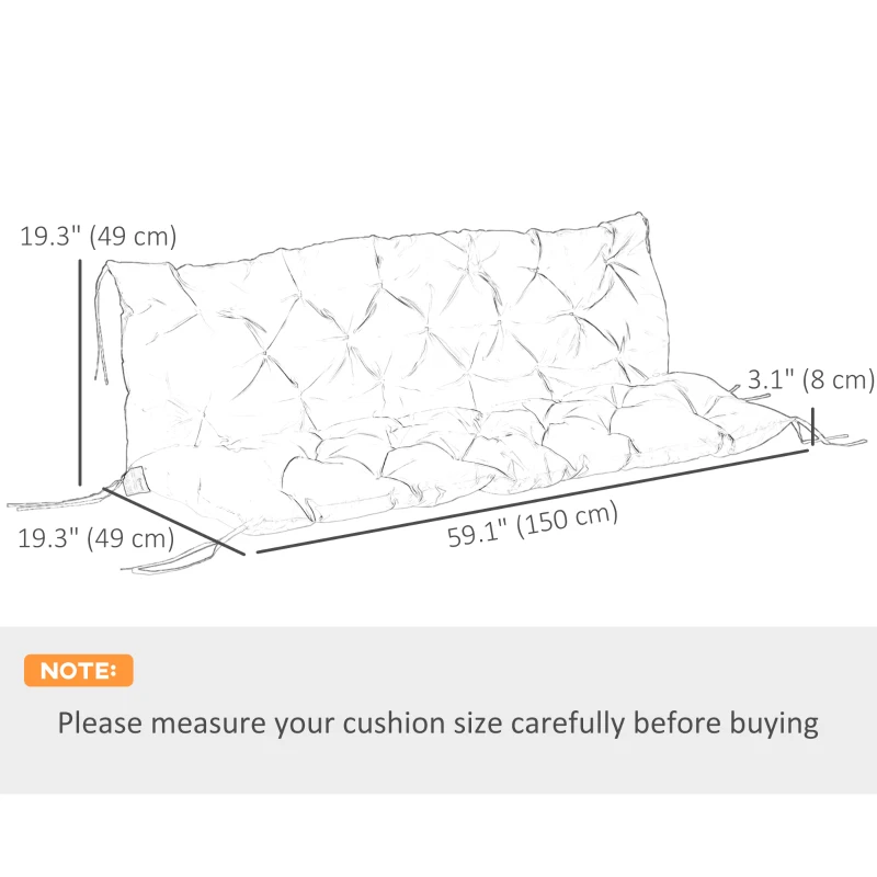 Outsunny 3-Seater Outdoor Bench Swing Chair Replacement Cushions for Patio Garden, Light Blue