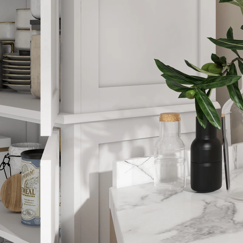 HOMCOM 72.5" Kitchen Pantry Cabinet, Freestanding Buffet Storage Cabinet with 4 Doors and Adjustable Shelves, White