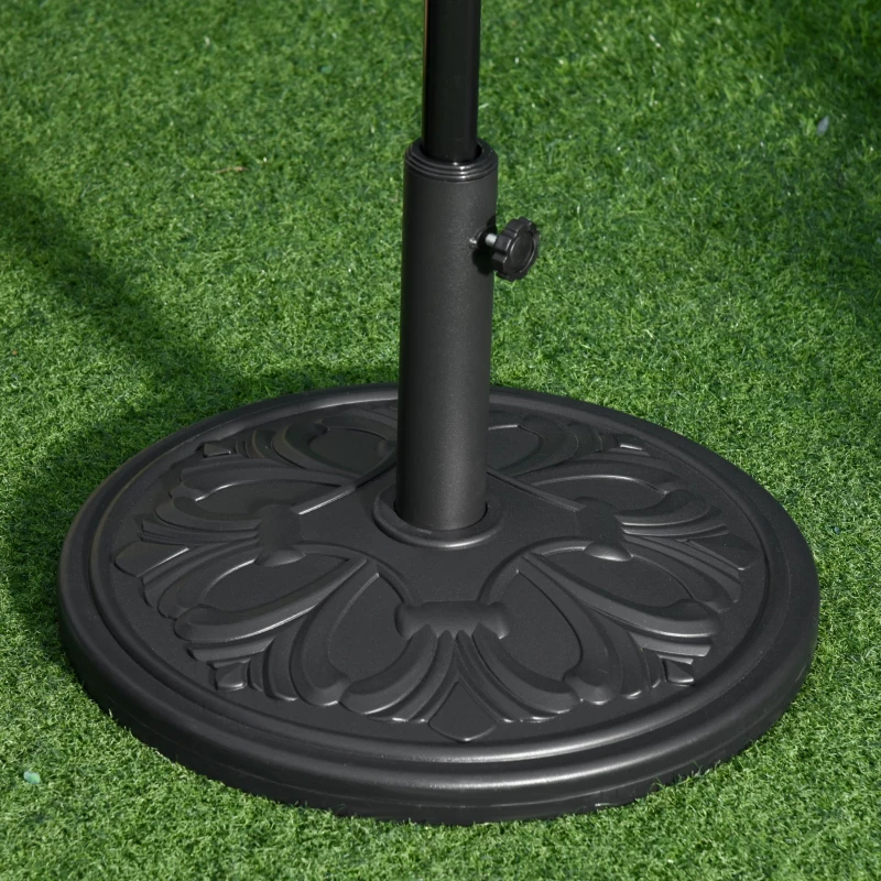 Outsunny 29lbs Cement Round Umbrella Base Heavy Duty 19" HDPE Parasol Stand, Black
