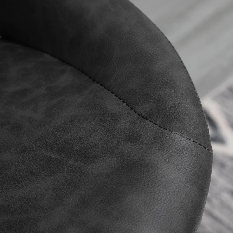 HOMCOM  Set of 2 Adjustable Bar Stools with PU Upholstered Back, Footrest, Round Base for Kitchen, Dining Room, Grey