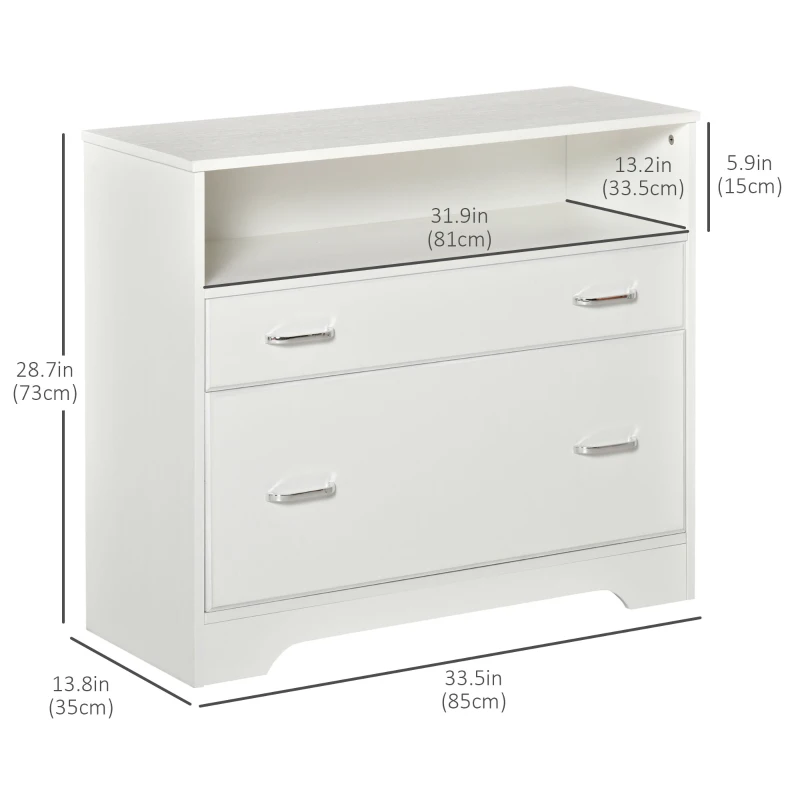 Vinsetto Lateral Filing Cabinet with 2 Drawers, File Cabinet for Hanging Letter Sized Files, Office Printer Stand, White