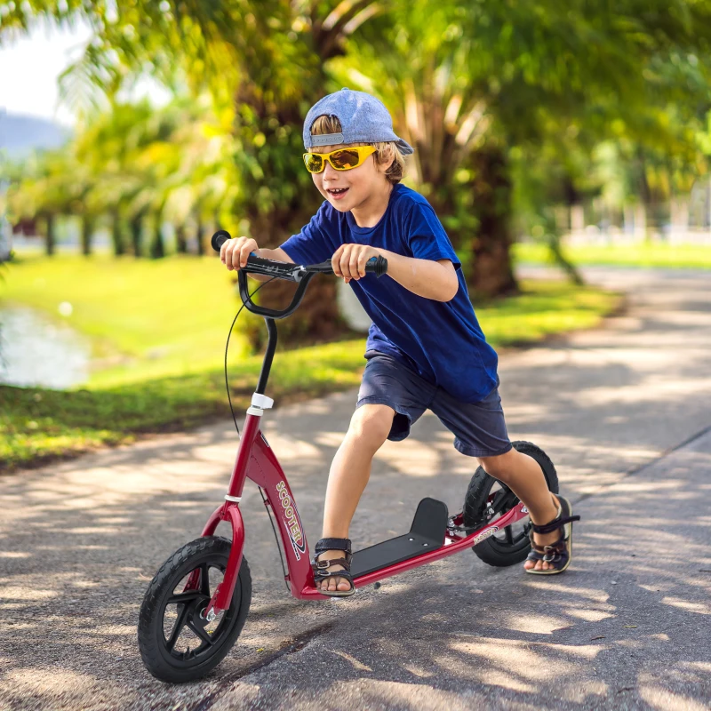HOMCOM Kids Scooter Street Bike Bicycle for Teens Ride on Toy w/ 12" EVA Tyres for 5-12 Year Old Red