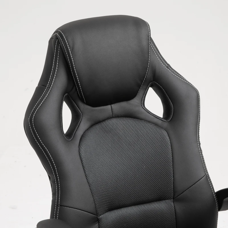 HOMCOM Racing Gaming Chair Office Chair Computer Desk Gamer Chair with Swivel Wheels, Padded Headrest, Tilt Function, Grey