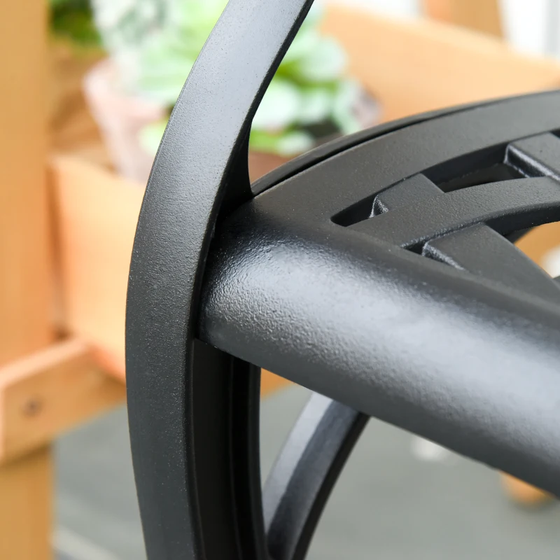 Outsunny Outdoor Garden Bench, 40" Patio Bench with Aluminum Frame and Armrests, 2-Person Patio Loveseat with Floral Pattern for Park, Porch, Yard, Lawn, 485 LBS Capacity