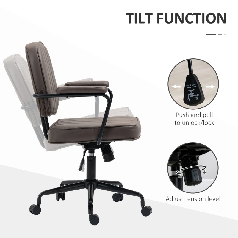 Vinsetto Microfiber Office Chair Desk Chair with 360 Degree Swivel Wheels Adjustable Height Tilt Function Light Brown
