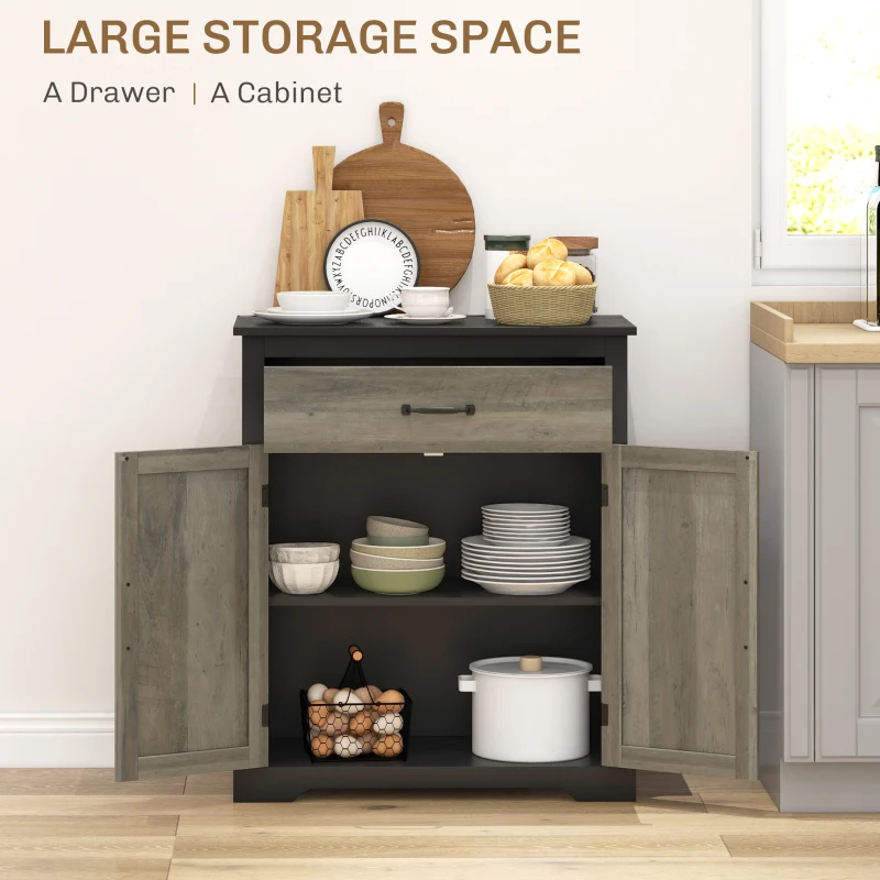 HOMCOM Sideboard Buffet Cabinet, Storage Cabinet with Drawer, Double Doors and Adjustable Shelf, Black