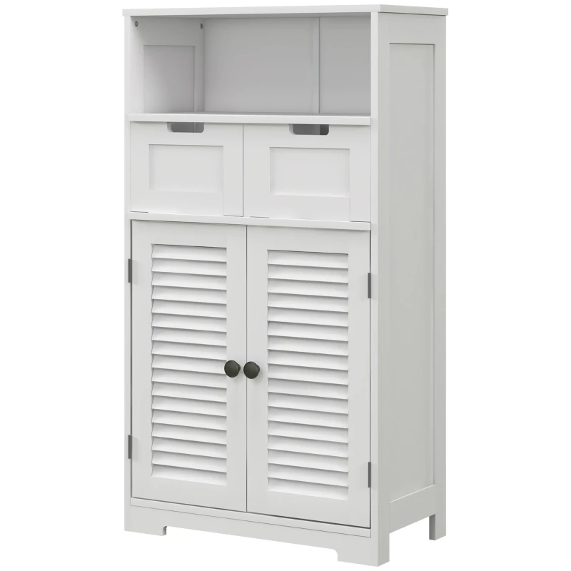 kleankin Bathroom Vanities with Louvred Doors, Medicine Cabinet, Bathroom Cupboard with Drawers and Open Shelf