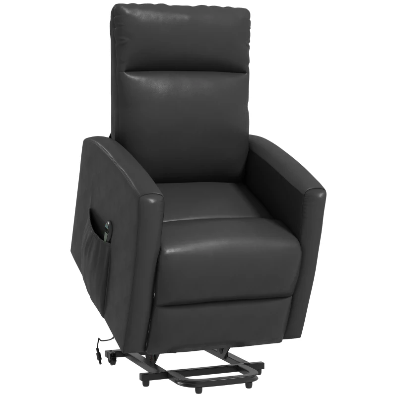 HOMCOM Power Lift Recliner Chair with Remote Control Side Pocket for Living Room Home Office Study Grey