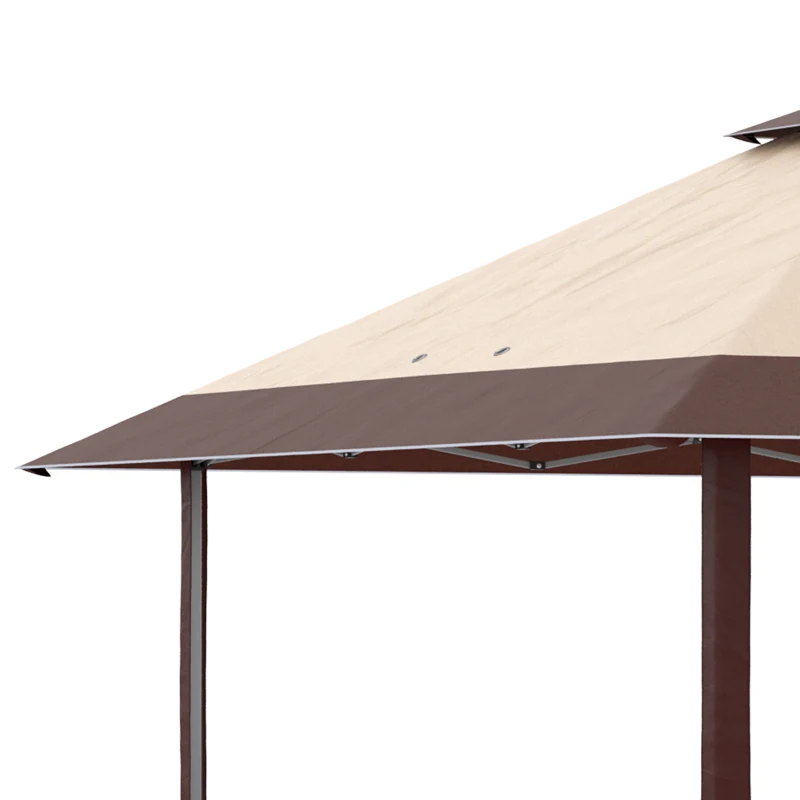 Outsunny 13' x 13' Pop Up Party Tent Outdoor Canopy with Top Vent, 3-Level Adjustable Height, and Roller Bag, Khaki