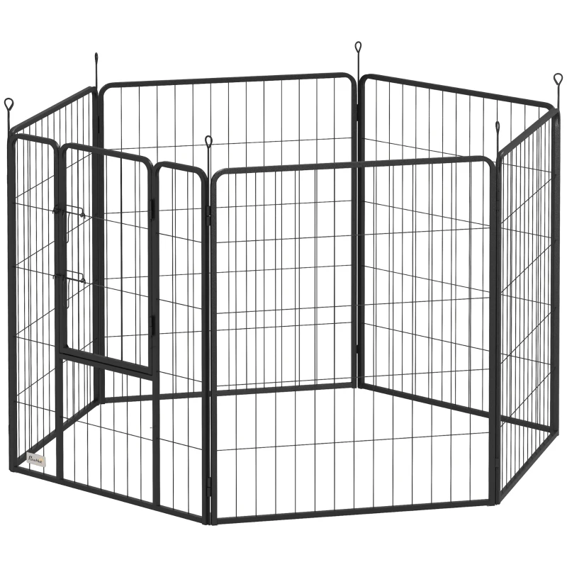 PawHut Heavy Duty Dog Playpen with Door for Large Dogs, 6 Panels, 39"H