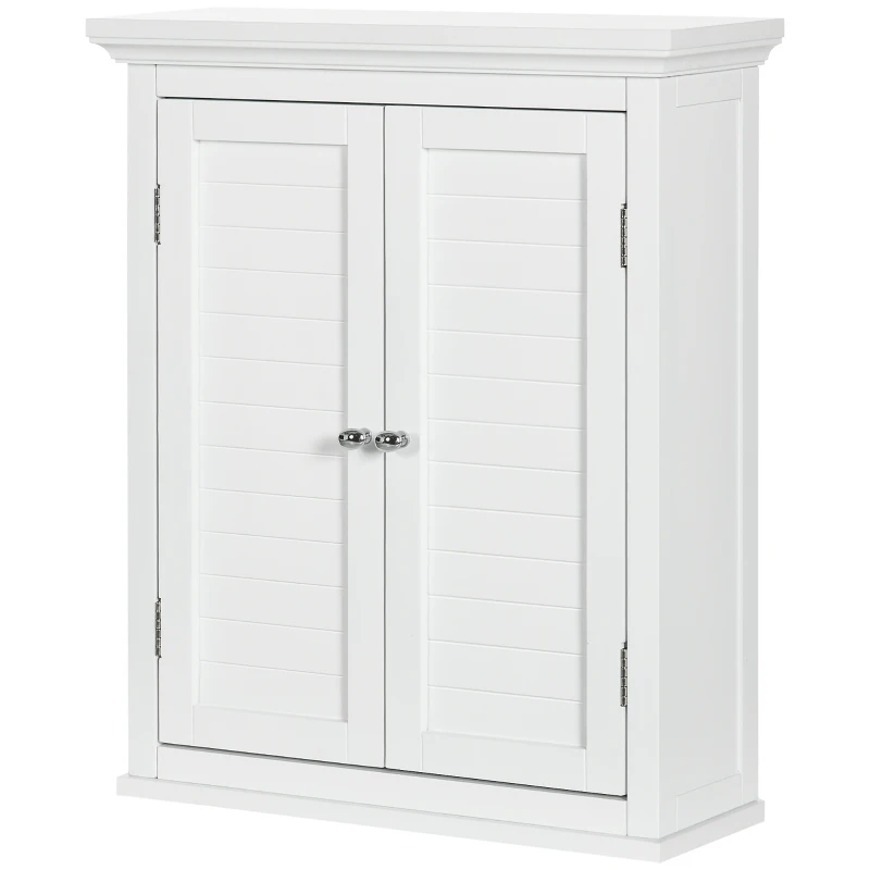 kleankin Over Toilet Storage Cabinet, Bathroom Wall Cabinet with Adjustable Shelf for Living Room and Entryway, White