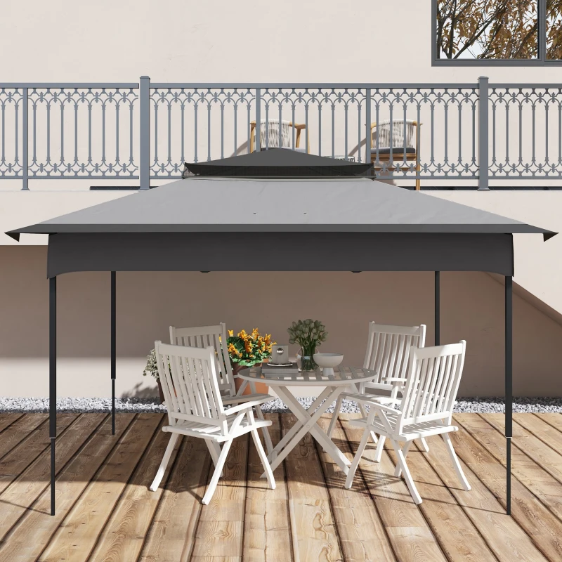 Outsunny 11' x 11' Replacement Canopy Top for Pop Up Canopy Tent, 2-Tier Canopy Cover, 30+ UV Protection, Gray