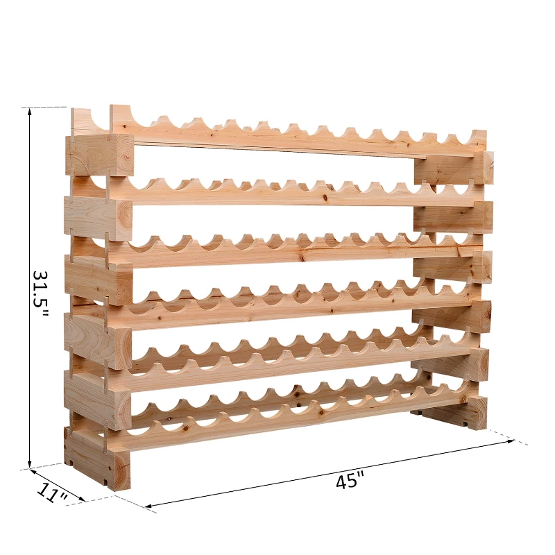 HOMCOM 72 Bottle Wine Rack Wood Wine Rack Holder 6 Tier Bottle Shelves, Natural