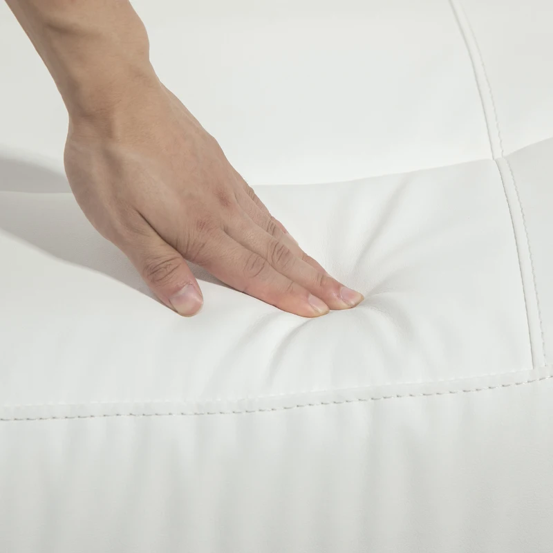 HOMCOM PU Leather Manual Recliner Sofa, Double Reclining Loveseat with Pullback Control Footrest for Living Room, White