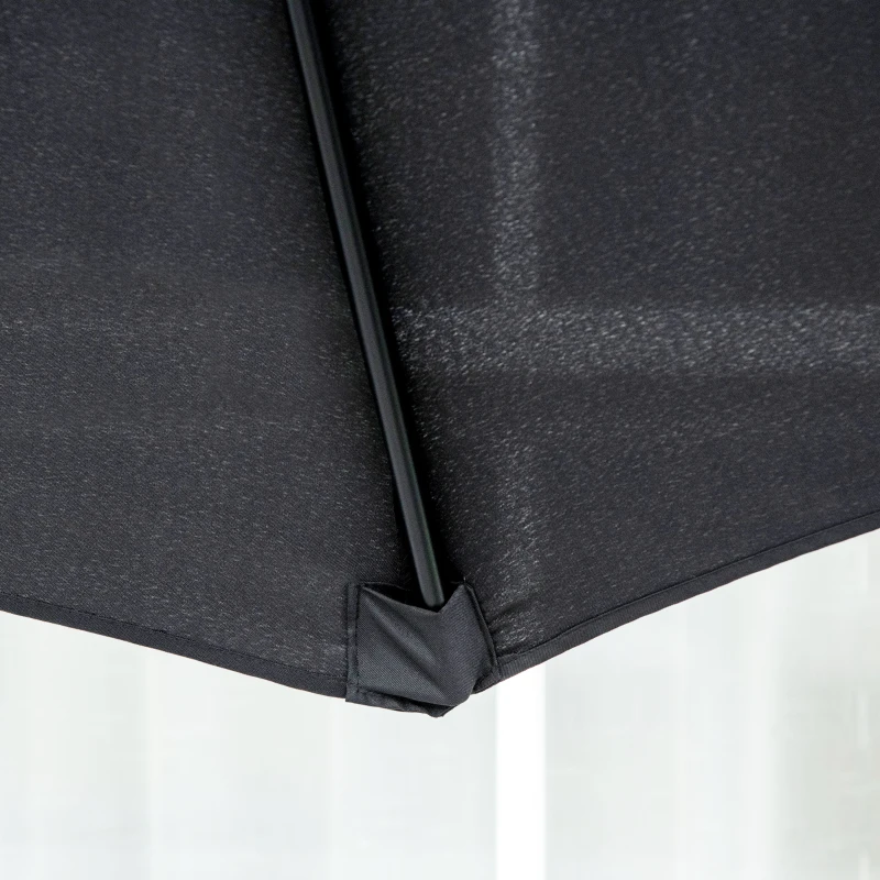 Outsunny 10' x 8' Round Market Umbrella, Patio Umbrella, Outdoor Parasol with Crank Handle, Tilt for Garden, Bench, Lawn, Black