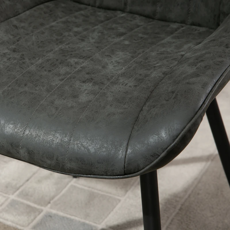 HOMCOM Dining Chairs Set of 2, PU Upholstered Kitchen Chairs with Metal Legs for Dining Room, Living Room, Bedroom, Grey