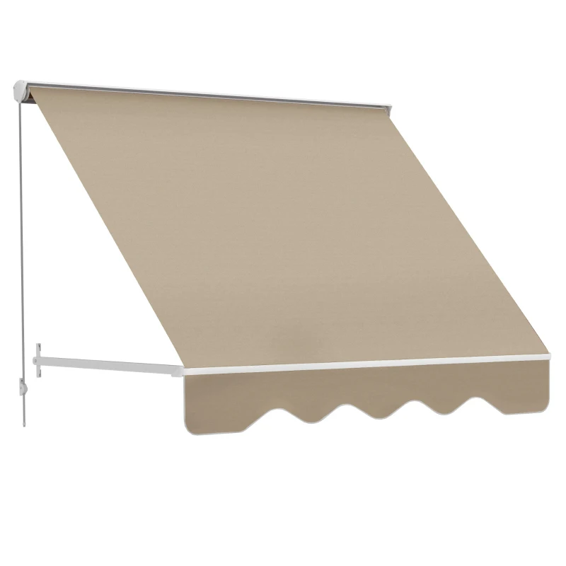 Outsunny 6’x2.3' Drop Arm Window Awning Manual Retractable Canopy Shelter Sunshade (Cream White)