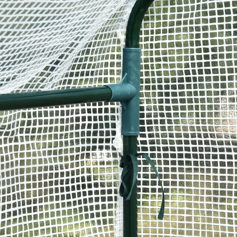 Outsunny 73" x 47" x 75" Walk-in Greenhouse Outdoor Portable Plant Flower Growth Warm House Garden Tunnel Shed with Roll-up Door and 4 Shelves, White