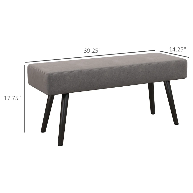 HOMCOM 39 Inches Upholstered Bedroom Bench, Modern End of Bed Bench with Steel Legs, Gray