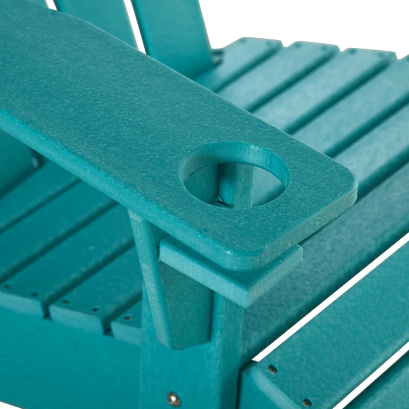 Outsunny Adirondack Chair with Cup Holder, All Weather Patio Chair HDPE Lounger, Fire Pit Seating High Back and Wide Seat for Outdoor, Backyard, Garden, Deck, Lawn, Light Blue