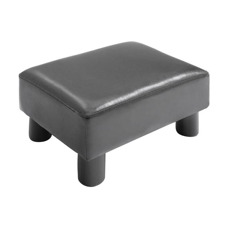 HOMCOM Modern Small Faux Leather Ottoman Footrest Sofa Side Stool Rectangle (Black)