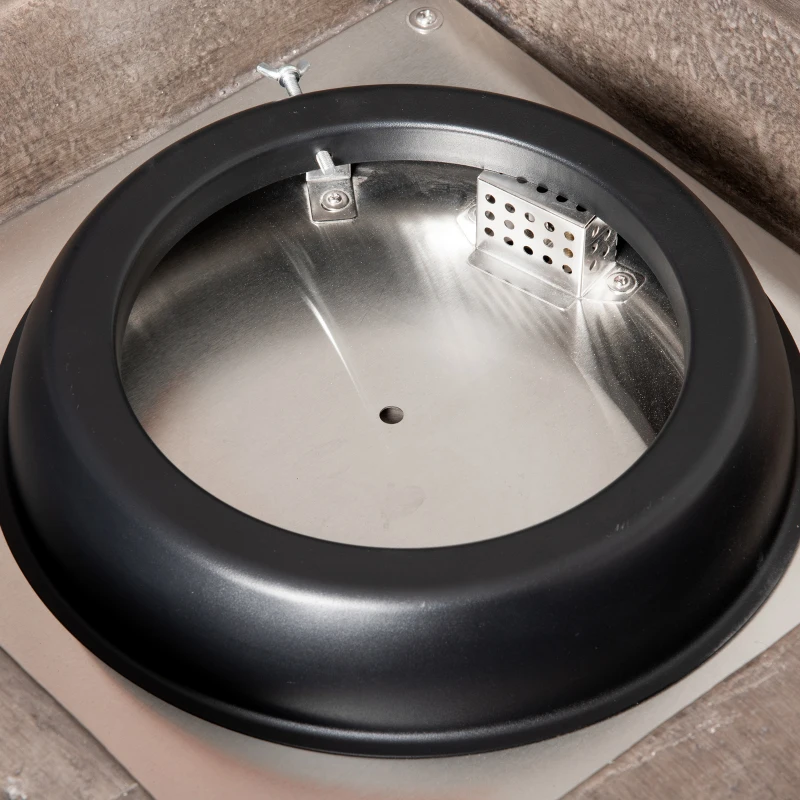 Outsunny 32 Inch Outdoor Propane Gas Fire Pit Table, 50,000 BTU Auto-Ignition Square Faux Ledge Stone Gas Firepit with Lava Rocks and Rain Cover, CSA Certification, Brown