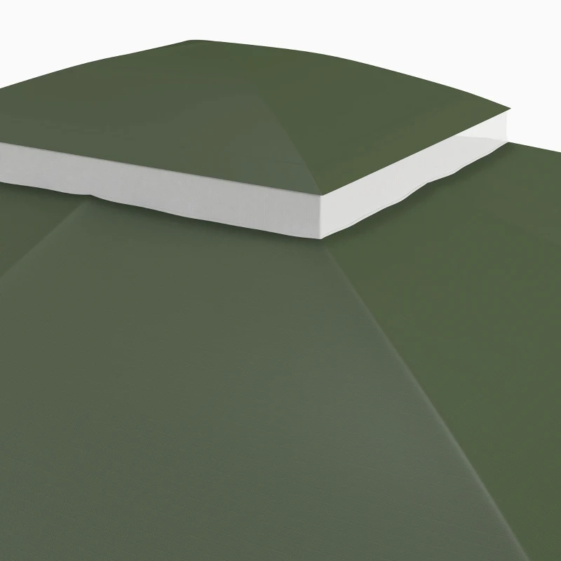 Outsunny 10' x 12' 2-Tier Gazebo Cover, Patio Gazebo Canopy Replacement with Drainage Holes for 84C-210 Series, Green