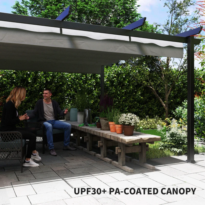 Outsunny 13' x 13' Aluminum Retractable Pergola Canopy, Outdoor Pergola for Garden, Patio, Backyard, Deck, Gray