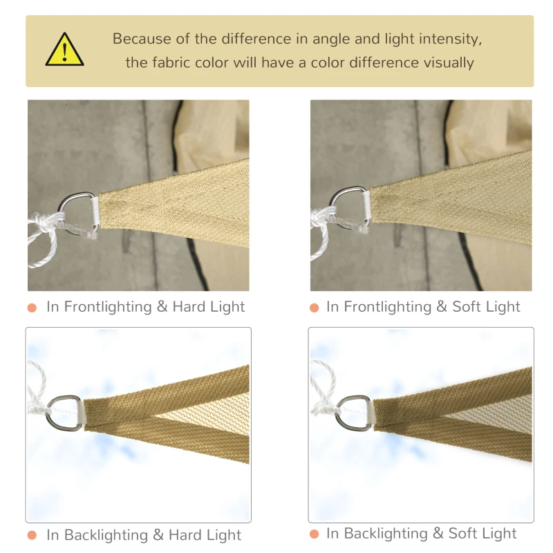 Outsunny Triangle 16.4' Canopy Sun Sail Shade Garden Cover UV Protector Outdoor Patio Lawn Shelter with Carrying Bag (Sand)