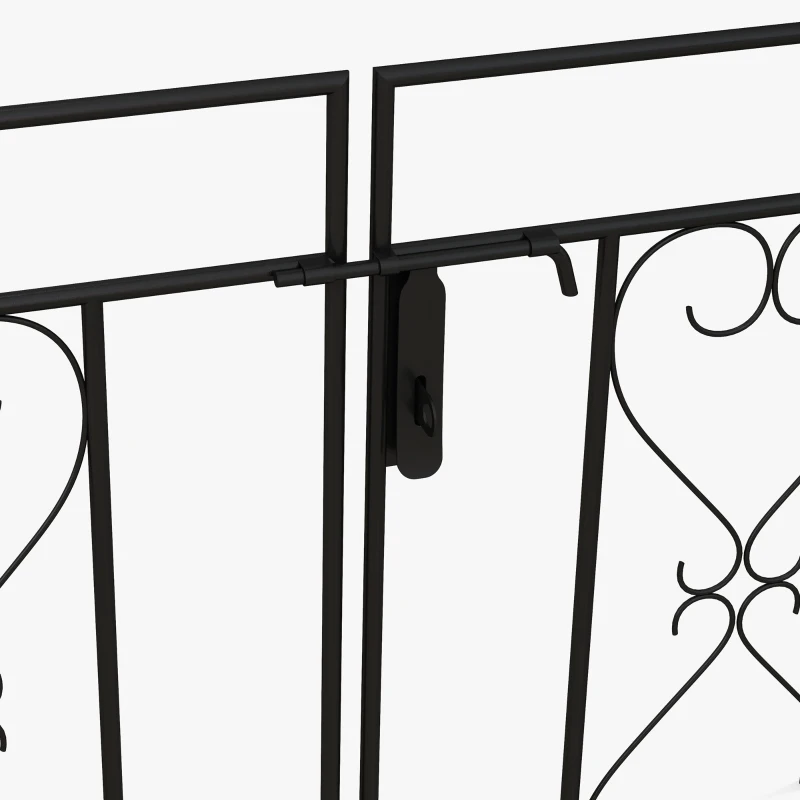 Outsunny 7.6FT Metal Garden Arch with Gate, Garden Arbor Trellis for Climbing Plants, Roses, Vines, Wedding Arch, Black