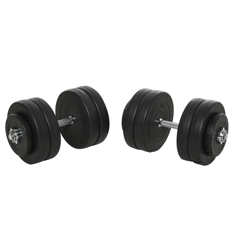 Soozier Adjustable 2 x 55lbs Weight Dumbbell Set for Weight Fitness Training Exercise Fitness Home Gym Equipment, Black (Pair)