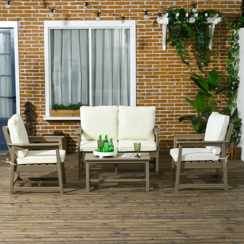 Outsunny Patio Furniture Set HDPE Material, 45" x 27.5" x 31.5", Cream White