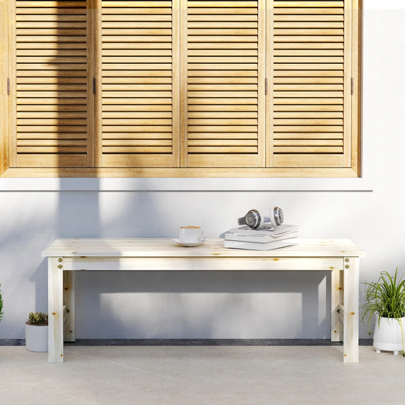 Outsunny 2-Seat Wood Garden Bench, Patio Bench Outdoor Bench with Slatted Seat, Backless Front Porch Bench for Park, Garden, Poolside, Deck, Nature Wood