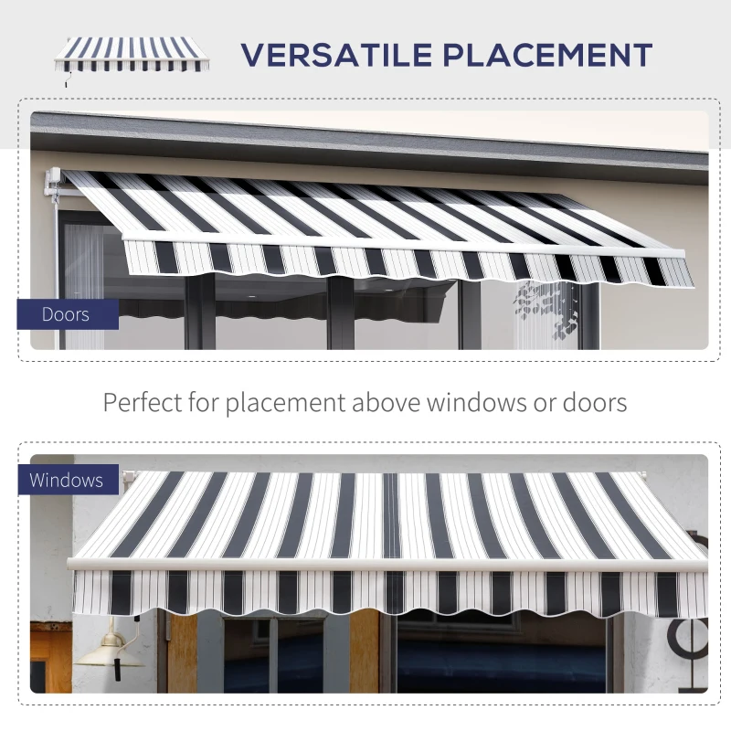 Outsunny 8' x 7' Retractable Awning, Patio Awnings, Sunshade Shelter with 280 g/m² UV & Water-Resistant Fabric and Aluminum Frame for Deck, Balcony, Yard, Blue and White