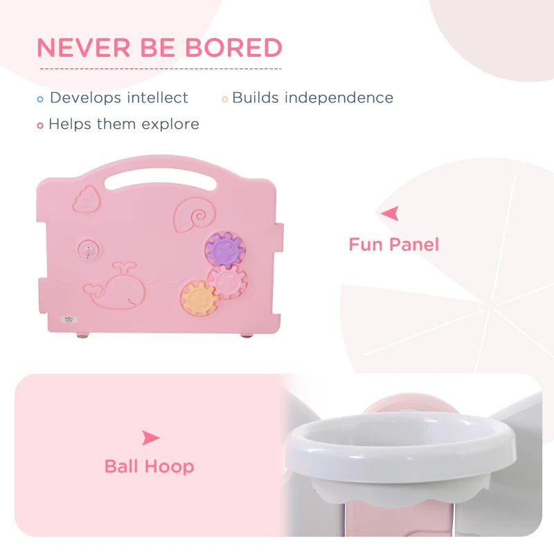 Qaba Baby Enclosure, 16 Panels Baby Playpen Baby Play Yard, Indoor & Outdoor Kids Activity Center, Pink