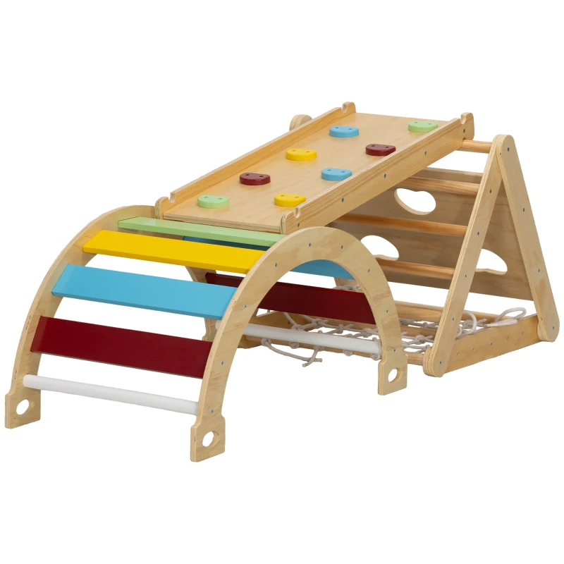 Qaba 7 in 1 Pikler Triangle Set with Ramp, Arch Ladder, for 18-48 Months, Multicolour