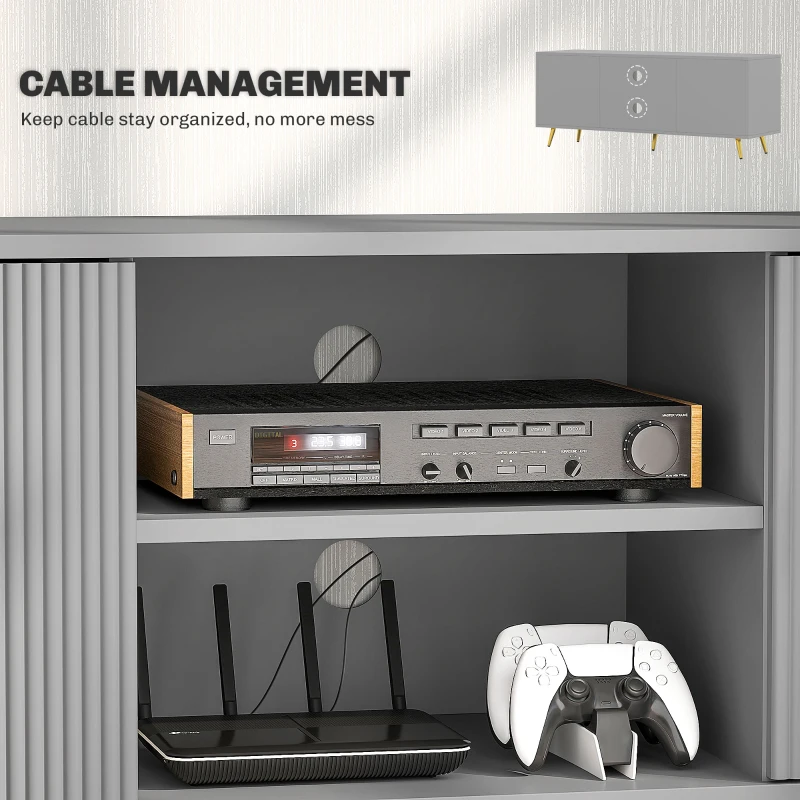 HOMCOM TV Stand with Storage for 55 Inch TV, Modern TV Cabinet with 2 Open Shelves and 2 Cabinets for Living Room, Grey