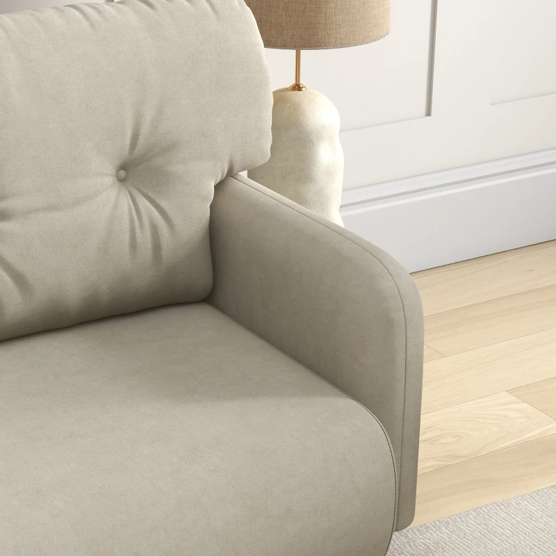 HOMCOM 58" 2 Seat Sofa, Modern Love Seats Furniture, Upholstered 2 Seater Couch, Solid Wood Frame, Beige