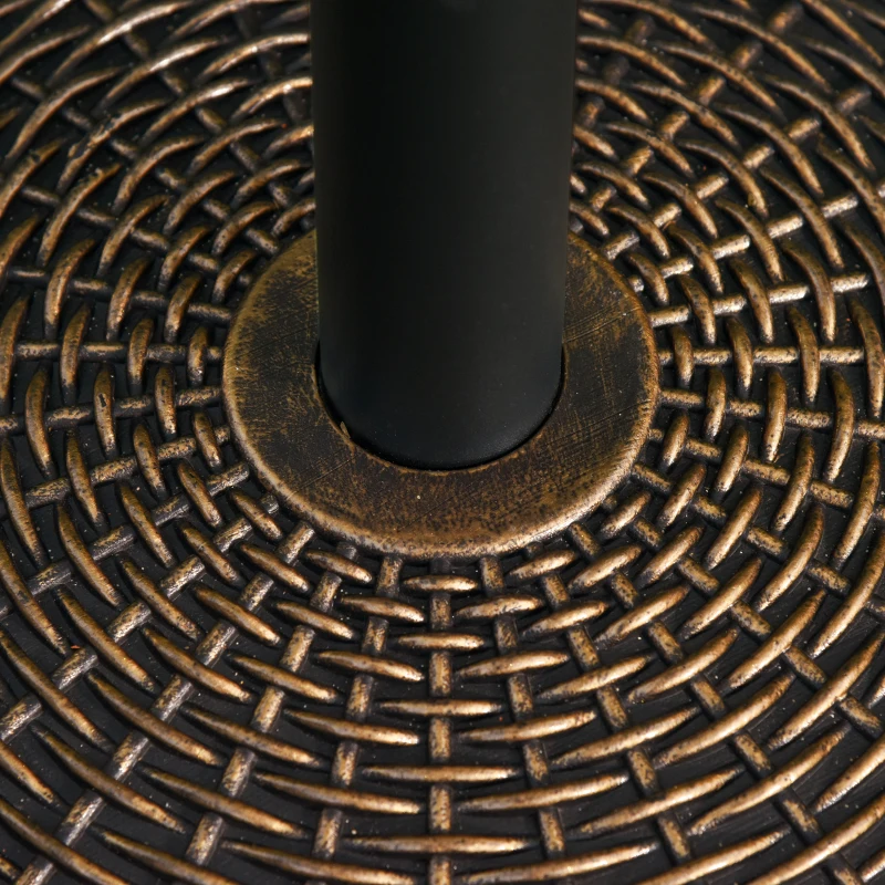 Outsunny 55 lbs Round Cement Patio Umbrella Base 21" Heavy Duty HDPE Parasol Umbrella Stand Holder with Rattan Design for Patio, Outdoor, Backyard, Bronze