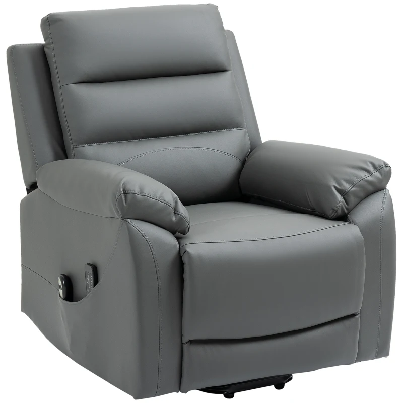 HOMCOM Electric Power Lift Chair for Elderly with Massage, Oversized Living Room Recliner with Remote Control, and Side Pockets, Grey