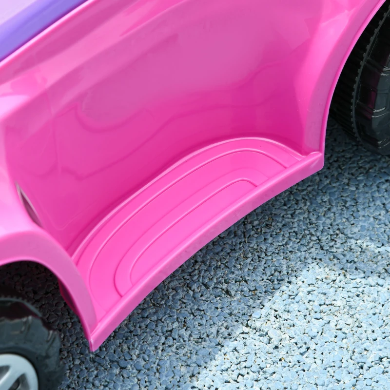 Qaba 3 in 1 Kids Push Car Toddler Sliding Car, Foot to Floor Design with Music, Light, Handle, Removable Canopy, Pink