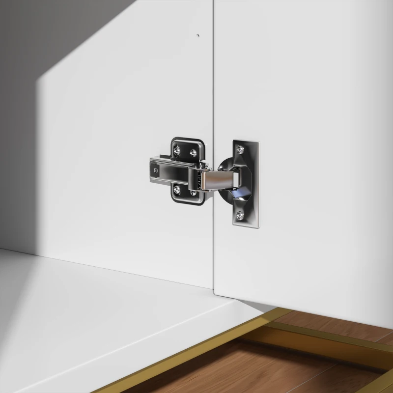 HOMCOM Sideboard Storage Cabinet with 3 Doors and Adjustable Shelves, Kitchen Buffet Cabinet for Dining Room, White